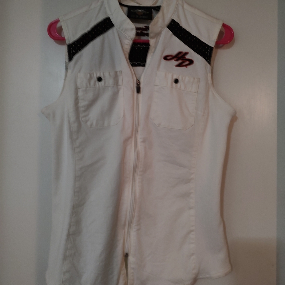 Harley Davidson Zip Up Sleeveless Top